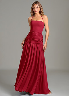 Azazie Vashti Brautjungfernkleider A-Linie Chiffon Kleid Scharlachrot image1