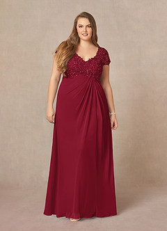 Azazie Jet Kleider für die Brautmutter A-Linie Pailletten Chiffon Kleid Burgunderrot image9