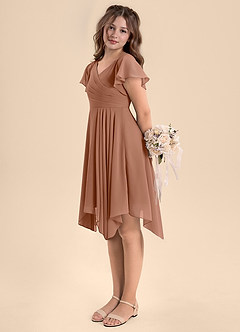 Azazie Janeaurelia Junior Bronzer A-Line Pleated Chiffon Dress image5