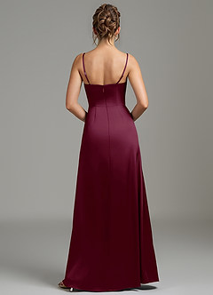 Azazie Clarke Robes de demoiselle d'honneur Robe Trapèze en Satin extensible Fente Latérale Mûre image4