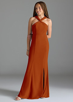 Azazie Rue Junior Syrena Rozcięcie z boku Szyfon Długość podłogi Młodsza druhna Sukienka image1