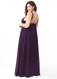 Azazie Aziza Bridesmaid Dresses Plum A-Line V-Neck Pleated Chiffon Dress image10