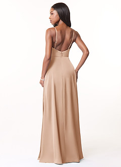 Azazie Brielle Bridesmaid Dresses English Rose A-Line Cowl Spaghetti Straps Stretch Satin Dress image2