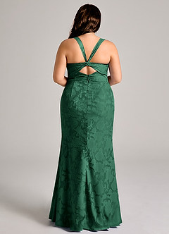Azazie Mero Bridesmaid Dresses Dark Green Sheath Pleated Floral Burnout Dress image8