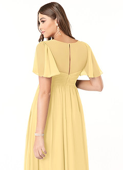 Azazie Verna Maternity Bridesmaid Dresses A-Line V-Neck Ruched Chiffon Floor-Length Dress image6