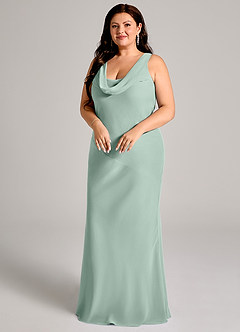 Azazie Rylina Bridesmaid Dresses Agave Mermaid Pleated Chiffon Dress image9