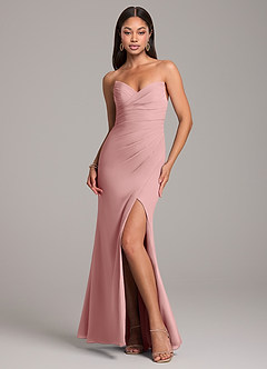 Azazie Yola Bridesmaid Dresses Dusty Rose Sheath Pleated Chiffon Convertible Dress image1
