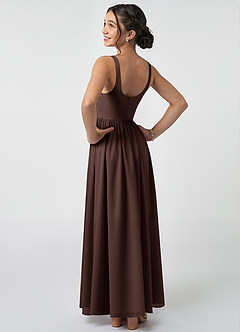 Azazie Keyla Junior Ganache A-Line Pleated Chiffon Dress image4