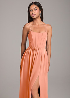 Azazie Kailee Bridesmaid Dresses Sunset A-Line with Pockets Chiffon Dress image2