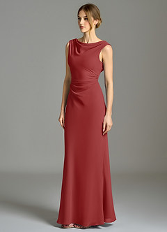 Azazie Kieryn Vestidos de damas de honor Vestido de Óxido de Gasa de Corte Sirena con Plisado image3