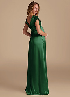 Azazie Allessia Maternity Bridesmaid Dresses A-Line Metallic Satin Floor-Length Dress image2