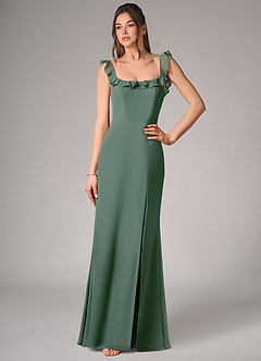 Azazie Callie Robes de demoiselle d'honneur Robe Sirène Convertible en Mousseline de soie Fente Latérale Eucalyptus image4