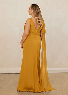 Christian Siriano Bridal for Azazie 1011 Bridesmaid Dresses Butterscotch Mermaid Bow Stretch Satin Dress image12