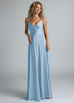 Azazie Davis At-home Try On Dresses Agave A-Line Pleated Stretch Satin Dress image4