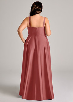 Azazie Shaude Bridesmaid Dresses Antique Rose A-Line Pleated Stretch Satin Dress image13