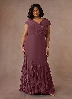 Azazie Bailora Mother of the Bride Dresses Sangria Mermaid Ruched Chiffon Dress image6