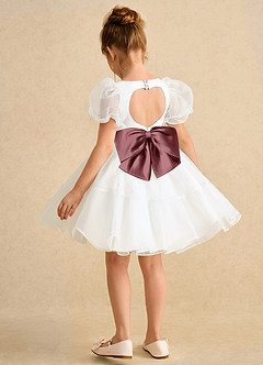 Azazie Debbie Robe Demoiselle D'honneur Fillette Robe Princesse en Organza Encolure en Forme de Cœur Ivoire Rose Désert image9