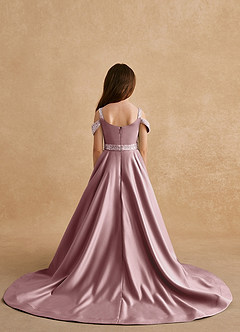 Azazie Jodi vestidos de niña de las flores Vestido de Rosa Polvorienta de Satin Mate de Corte En A image2