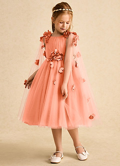 Azazie Staria Flower Girl Dresses Sunset Ball-Gown Ruched Tulle Dress image5
