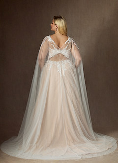 Azazie Goddess Wedding Dresses Diamond White Champagne A-Line V-Neck Sequins Tulle Dress image14