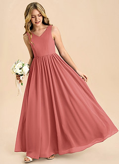 Azazie Hathaway Junior Antique Rose A-Line Bow Chiffon Dress image4
