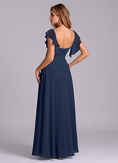 Azazie Leilani Bridesmaid Dresses Dark Navy A-Line Pleated Chiffon Dress image6