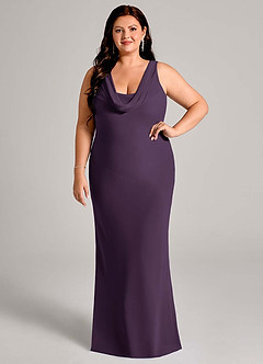 Azazie Rylina Bridesmaid Dresses Plum Mermaid Pleated Chiffon Dress image7