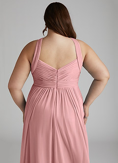 Azazie Hillian Bridesmaid Dresses Dusty Rose A-Line Halter Pleated Mesh Dress image9