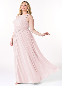 Azazie Harper Bridesmaid Dresses Blushing Pink A-Line Pleated Chiffon Dress image8