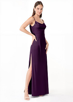 Azazie Alaija Robes de demoiselle d'honneur Robe Sirène en Satin extensible Fente Latérale Grain De Raisin image3