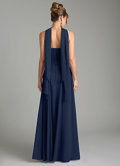 Azazie Gabriela Bridesmaid Dresses Dark Navy A-Line Corset Chiffon Dress image2