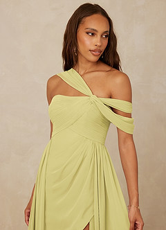 Christian Siriano Bridal for Azazie 1014 Bridesmaid Dresses Lemon Sorbet A-Line Off the Shoulder Chiffon Dress image7