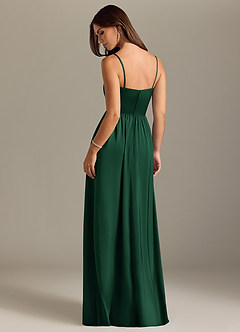 Azazie Calianna Bridesmaid Dresses Dark Green A-Line Off the Shoulder Stretch Satin Convertible Dress image2