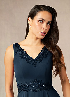 Azazie Devana Abiti per la Madre della Sposa Abito A-Line in Chiffon Paillettes Marino Scuro image5