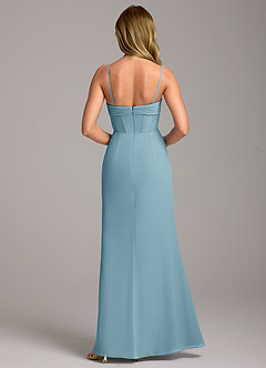 Azazie Chantel Final Sale Moody Blue Sheath Strapless Chiffon Convertible Dress image6