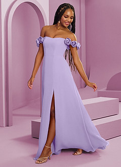Barbie ♥ Azazie Bridesmaid Dresses Lilac A-Line Off the Shoulder Chiffon Convertible Dress image7