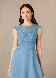 Azazie Klaus Mother of the Bride Dresses Steel Blue A-Line Scoop Sequins Chiffon Dress image5
