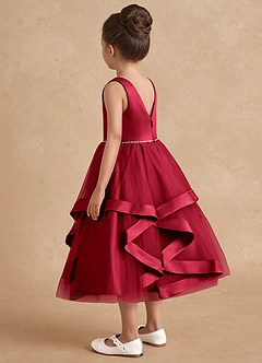 Azazie Posy Flower Girl Dresses Scarlet A-Line Beaded Tulle Dress image2