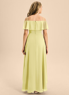 Azazie Maggie Junior Lemon Sorbet A-Line Off the Shoulder Chiffon Dress image2