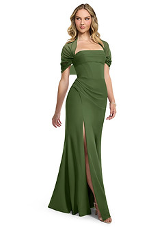 Azazie Zia Brautjungfernkleider Wandelbar Etui Seitliche Cut-Outs Chiffon Kleid Olivgrün image3