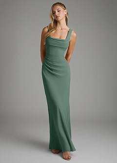 Azazie Asa Bridesmaid Dresses Sea Moss Sheath Corset Chiffon Dress image6
