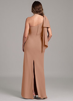 Azazie Capri Bridesmaid Dresses Champagne Rose A-Line One Shoulder Chiffon Dress image2