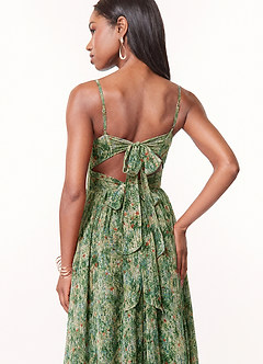 Azazie Zeya Bridesmaid Dresses Meadow Bloom A-Line V-Neck Pleated Chiffon Dress image2