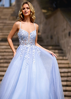 Beadwork Bleu Robe de bal princesse en tulle image6