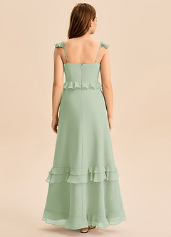 Azazie Tavie Junior Dusty Sage A-Line Ruched Chiffon Dress image2