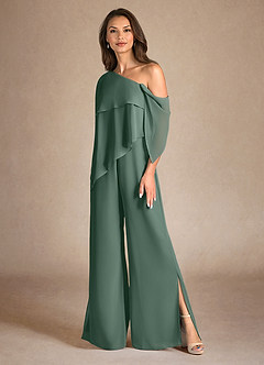 Azazie Halima Mère de la mariée Robes Robe Combinaison/Tailleur Pantalon en Mousseline de soie Fente Latérale Mousse De Mer image6