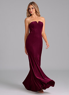 Azazie Yinnie Bridesmaid Dresses Cabernet Mermaid Strapless Velvet Convertible Dress image5