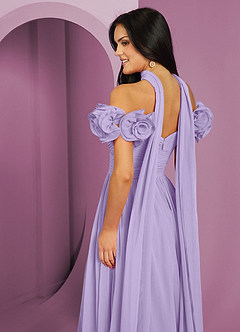 Barbie ♥ Azazie Jurken voor bruidsmeisjes Converteerbaar Jurk van Chiffon met A-Lijn Off the Shoulder Lila image19
