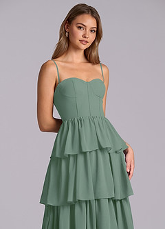 Azazie Faye Bridesmaid Dresses Eucalyptus A-Line Sweetheart Neckline Chiffon Dress image2