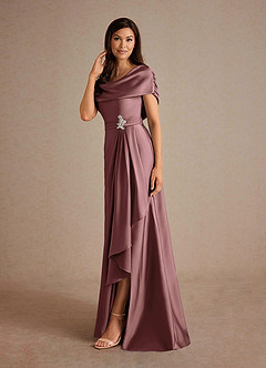 Azazie Branford Mother of the Bride Dresses Vintage Mauve A-Line Pleated Stretch Satin Dress image5